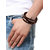 The Jewelbox Handmade Genuine Drak Brown Leather Free Size Wrist Band Biker Bracelet For Men