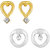 Mahi Gold  Rhodium Plated Combo of Three Stud earrings with Crystals for Women CO1104575M