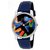 GUG Round Dial Blue Leather  Synthetic Strap Quartz Watch For Men