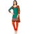 Aaina Green  Orange American Crepe Printed Dress Material (SB-3292) (Unstitched)