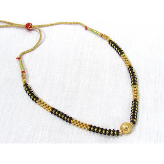 Nice Golden Black Beads Thushi Necklace 