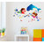 Wall Stickers Cute Baby Girl and Boy Playing Underwater Cartoon Whale and Fishes Kids Room