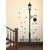 Wall Stickers Black Antique Street Lamp with Butterflies