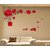 Wall Stickers PVC Red Rose Flowers with Vine Blowing on My Wall for Bedroom Decor- 1 Pc