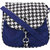 Vivinkaa Houndstoth Blue Canvas Sling Bag for Women 