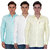 New Democratic Pack Of 3 Plain Casual Slimfit Poly-Cotton Shirts White Sky Yellow
