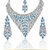 Mithya by JewelMaze Silver Plated Zinc Alloy Blue Austrian Stone Necklace Set with Maang Tikka-DAA0004