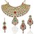 Mithya by JewelMaze Gold Plated Zinc Alloy Red And Green Kundan Necklace Set with Maang Tikka-DAA0016