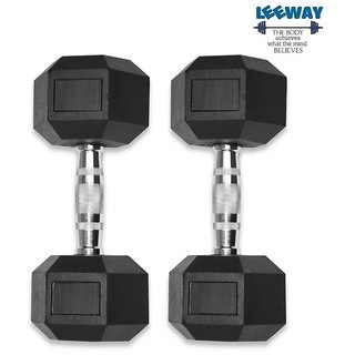 Buy Leeway Hex Dumbbell 2.5 Kg x 2 Pcs Total 5 Kg Rubber Coated Dumbbells Online 989 from ShopClues