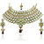 Mithya by JewelMaze Green Meenakari Austrian Stone And Kundan Gold Plated Designer Necklace Set With Maang Tikka-DAA0029