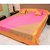 Home Kouture Polyester Silk Double Bed Cover (Green, Pink  Yellow)- 1 bed cover  2 cushion covers- Checks-Classic