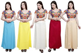eFashionIndia Women Cotton Saree Petticoats Inskirt combo of 5