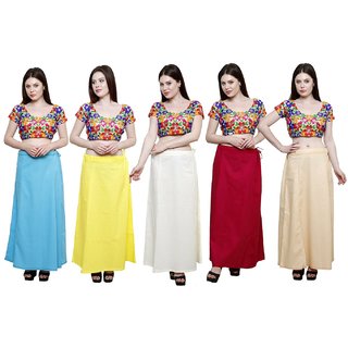 eFashionIndia Women Cotton Saree Petticoats Inskirt combo of 5