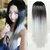 AneShe Fashion Long Straight Two Tone Black to White Ombre Wig Heat Resistant Fiber Synthetic Hair Cosplay Wigs (Black t