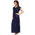 Be You Fashion Women Serena Satin Navy Blue Lace Night Gown