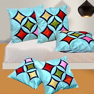 Hard Rock Set Of 5 Attractive Rose Design Cushion Cover-dark Pink