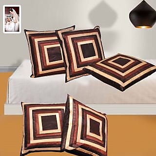 Hard Rock Set Of 5 Attractive Rose Design Cushion Cover-yellow