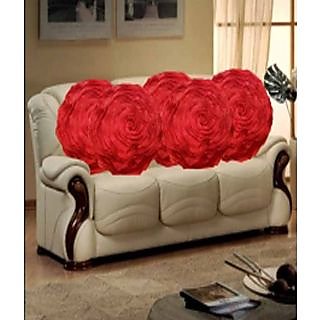 Hard Rock Set Of 5 Attractive Circle Rose Design Cushion Cover-red