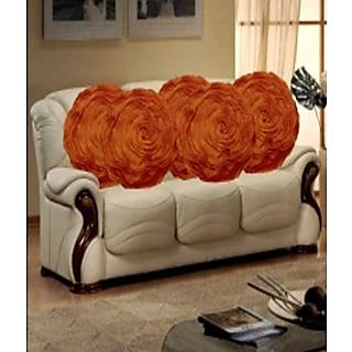 Hard Rock Set Of 5 Attractive Circle Rose Design Cushion Cover-deep Orange