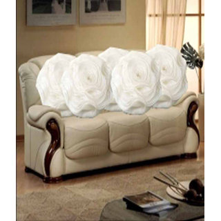 Hard Rock Set Of 5 Attractive Circle Rose Design Cushion Cover-white