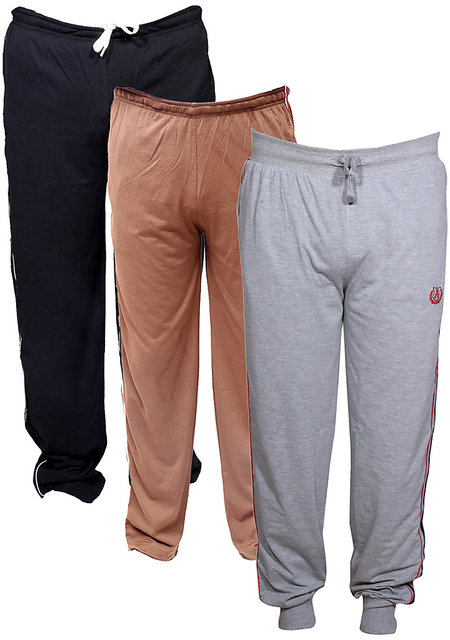 men's cotton track pants with zipper pockets pack of 3