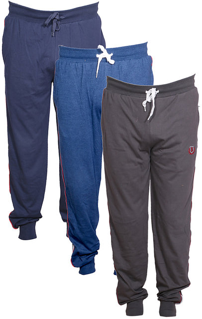 men's cotton track pants with zipper pockets pack of 3