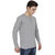 PRO Lapes Gray Plain Henley Long Sleeve T-Shirt for Men