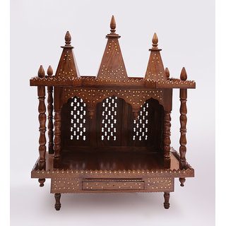 Shilpi Brown Sheesham Wood Exquisite Temple / Mandir / Puja Esstential / Wooden Mandir - (NSHC0193)