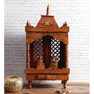 Shilpi Brown Sheesham Wood Exquisite Temple / Mandir / Puja Esstential / Wooden Mandir - (NSHC0054)
