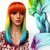 Kisspat Neon Ombre Wig With Bang, Fashion Heat-Resistant Synthetic Hair Full Head Wig, Fun Rich Colors Gradual Style, Mu