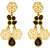 Rajwada Arts Gold Plated Contemporary Dangle Earring with Black Stones and Jali work For Women