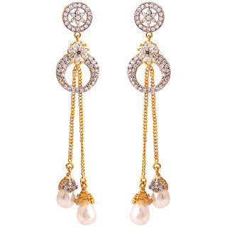 Rajwada Arts Gold Colored Cubic Zirconia Br Long Hanging Rajwada Arts Gold Colored Cubic Zirconia Br Long Hanging Earring For Women
