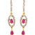Rajwada Arts Gold colored Cubic Zirconia Brass Bali Hanging Earring with pink color stone for women