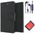 Wallet Flip Cover For Microsoft Lumia 630  (Black) With 3.5mm TARANG  Earphones with Mic + microSD Memory Card Adapter(Color May vary)