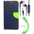 Wallet Flip Cover For Samsung Galaxy S7 Edge  (Blue) With 3.5mm TARANG  Earphones with Mic + Mini USB LED Light(Color May vary)