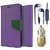 Wallet Flip Cover For Samsung Galaxy J1 Ace  (Purple) With 3.5mm TARANG  Earphones with Mic + 2 Port Metal Car Charger(Color May vary)