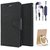 Wallet Flip Cover For Samsung Galaxy Note I9220   (Black) With 3.5mm TARANG Stereo Sound Earphones with Mic + Ring Stand Holder (Color May vary)