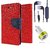 Wallet Flip Cover For Micromax Canvas 2 A110  (Red) With 3.5mm TARANG  Earphones with Mic + 2 Port USB Car Charger Adapter(Color May vary)