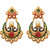 Kriaa by JewelMaze Multicolour Meenakari Pearl Peacock Gold Plated Dangle Earrings -AAA0248