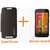 Black Flip Case / Cover For Motorola Moto E + Screen Guard
