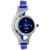 Round Dial Blue Leather Analog Watch For Women