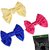 BMC Womens Satin Solid Colors Ribbon Big Bow Hair Clip Bowknot Barrette Accessory Lot - Set 3
