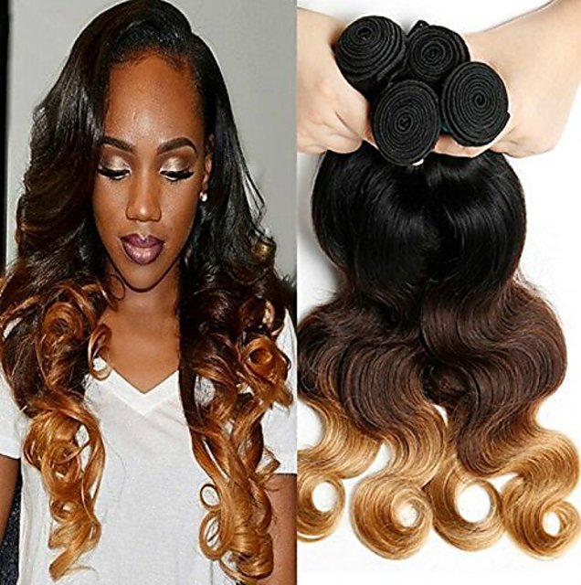 Wigsforyou Body Wave Ombre 3tone Omber Hair 1pc Lot Unprocessed