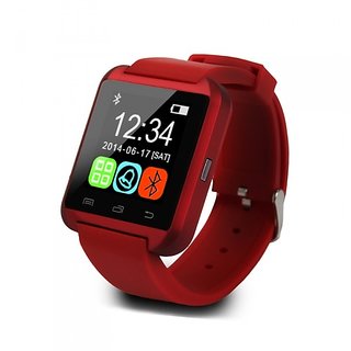                       Bluetooth Smartwatch Red with apps (facebook,whatsapp,twitter etc.) compatible with iBall Andi Spirinter 4G by Creative                                              