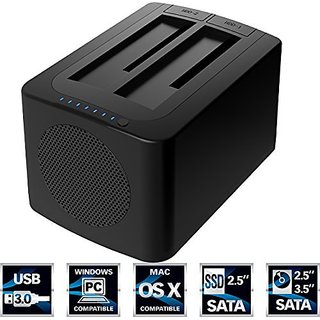SABRENT USB C 2.5/3.5 SATA Hard Drive Docking Station, 2 Slots SSD/HDD to USB 3.2 Adapter, External Hard Drive Enclosure, Offline Cloning, UASP, USB Cable Included, with Power Supply
