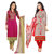 Surat tex Grey  Pink Colored Chanderi Cotton Party Wear Embroidery Combo of 2 Salwar Suit-ST2DL193