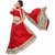 Sudarshan Red Crepe Printed Saree With Blouse