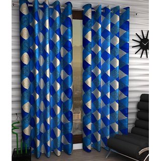 Styletex Set of 2 Window Eyelet Curtains Checks Blue