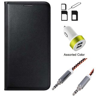 Buy Flip Cover For Lenovo K6 Power Black With Noosy Sim Adapter 2 Port Usb Car Adapter Metal Aux Cable 1 Meter Colour May Vary Online 369 From Shopclues