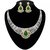 Jewelmaze Gold Plated Green Alloy Necklace Set For Women